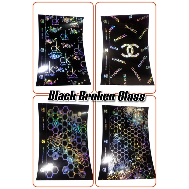 bahan garskin non potong MINIMAL BELI 10PCS Black broken glass