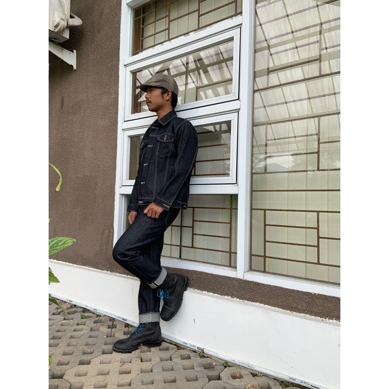 New Jaket Denim 14Oz - Jaket Jeans Pria - Jaket Denim Trucker - Raw Denim