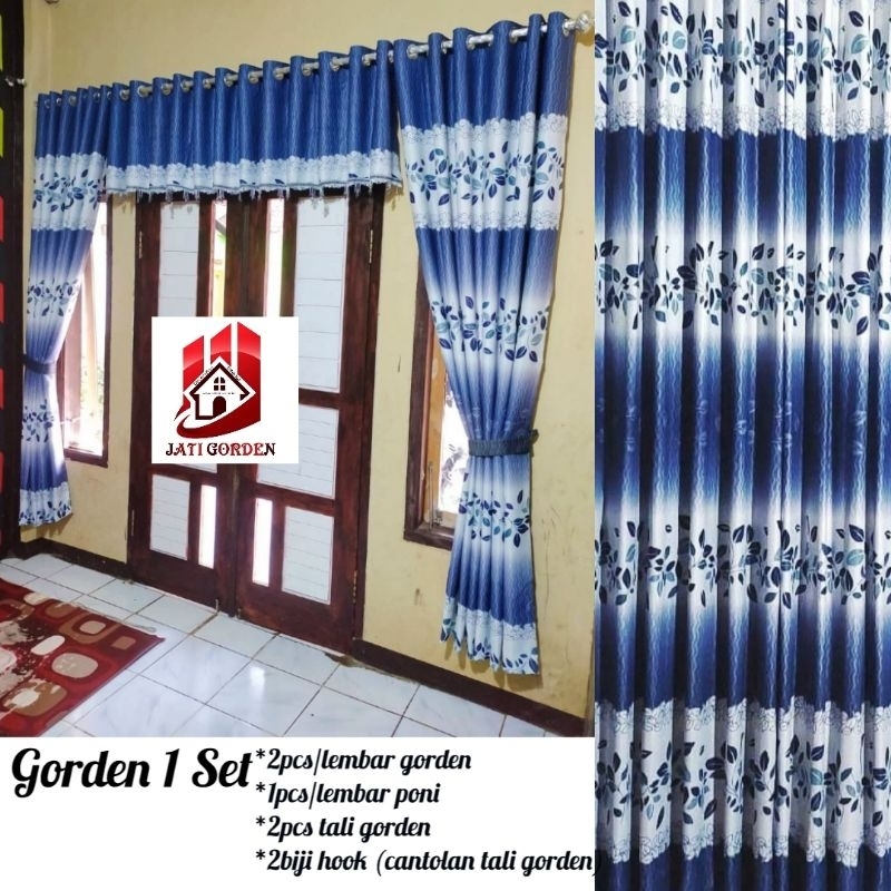 Gorden 1 Set Jendela Dan Pintu Minimalis Blackout Motif Bunga Gorden Ruang Tamu