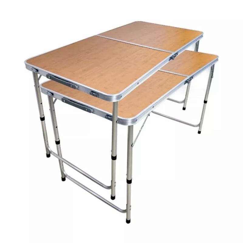 Meja Lipat Koper HPL Serbaguna Meja Lipat Portable Serbaguna Meja Kaki Bulat