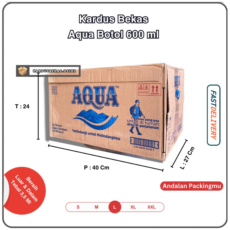 

Kardus Packing Bekas Aqua 600 Ml | Box | Kemasan | Packing (40x27x24)