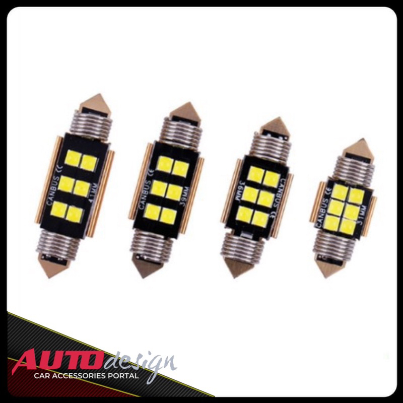 Lampu LED Festoon Plafon - Kabin Mobil C5W Chip 3030 Cembung 6 Mata Super Bright