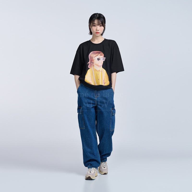 BABY FACE YELLOW SHIRT SHORT SLEEVE T-SHIRT BLACK