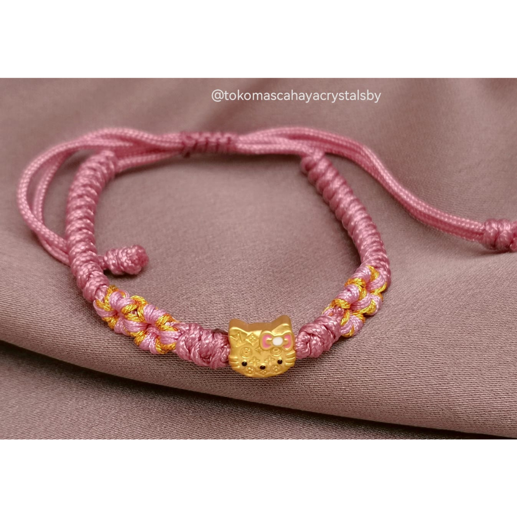 Gelang Charm Hello Kitty Emas Kadar 24k HK Hongkong 999.9% 9999 &amp; Gelang Serut