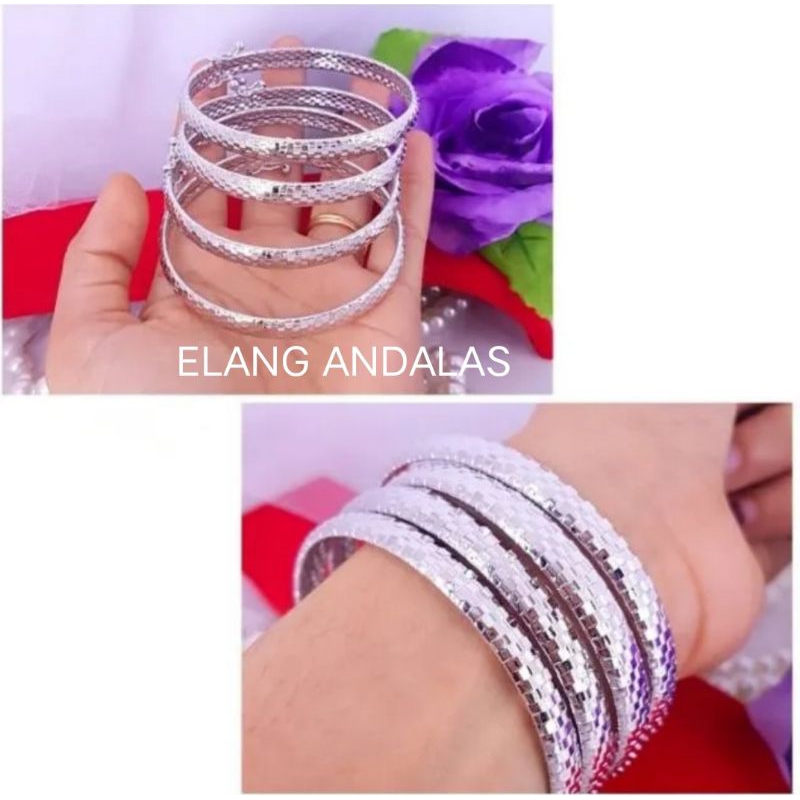 4 Pcs Gelang Kancing Titanium Silver Terbaru di jamin Tidak Luntur