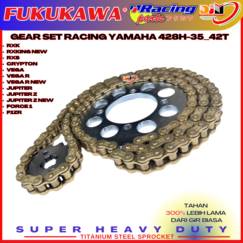 GEAR SET RACING FUKUKAWA MODEL SSS RANTAI GOLD YMH RX-KING, FIZR, JUPITERZ , JUPITER MX, MX-NEW ORIGINAL SSS