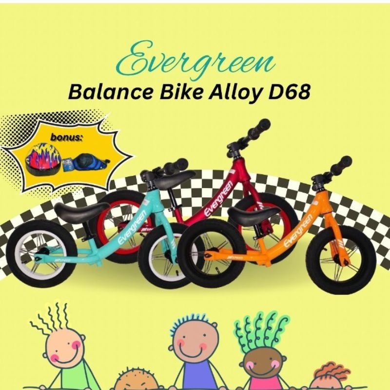 EVERGREEN PUSH BIKE (bonus helmet dan decker)