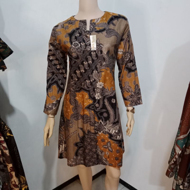 tunik batik baturaden pola kunyit original arta batik super batik busui kancing depan full l atasan 