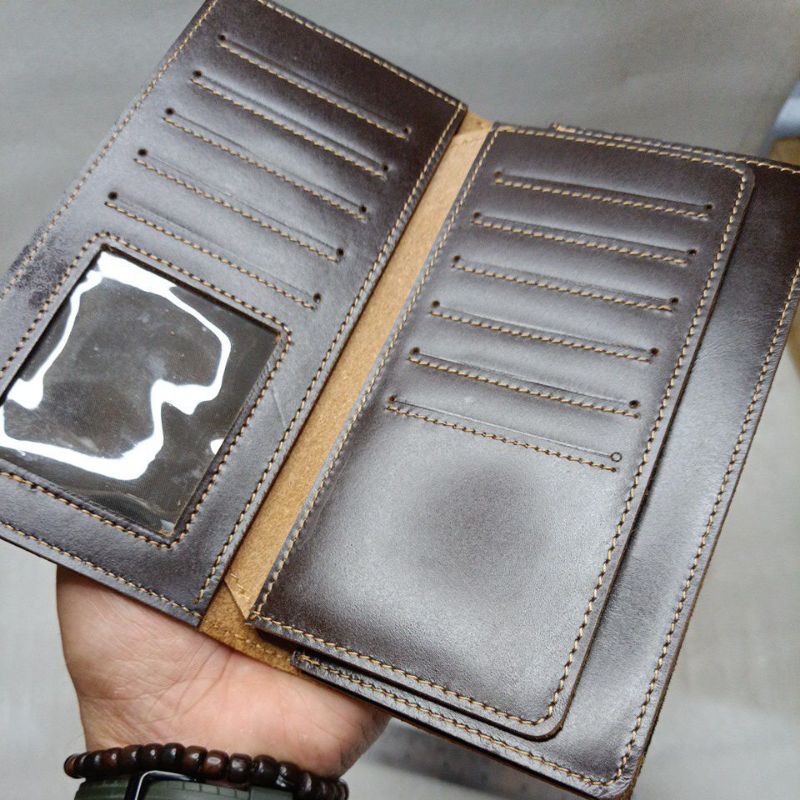 Dompet Kulit Pull Up Leather Pria Wanita Lipat 2 || Dompet Lipat Kulit Asli Corrected Top Grain