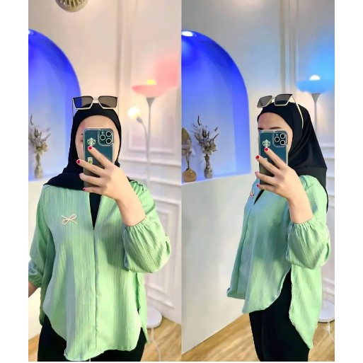 Baju atasan wanita terbaru - blouse lady crush crinkle - atasan lady crush - livia blouse lady crush - Blouse Wanita Polos - Atasan Wanita Lady crush - Blouse Lady Crush - Outer Premium Wanita - Livia Lady Crush Original - Bahan Tebal Adem