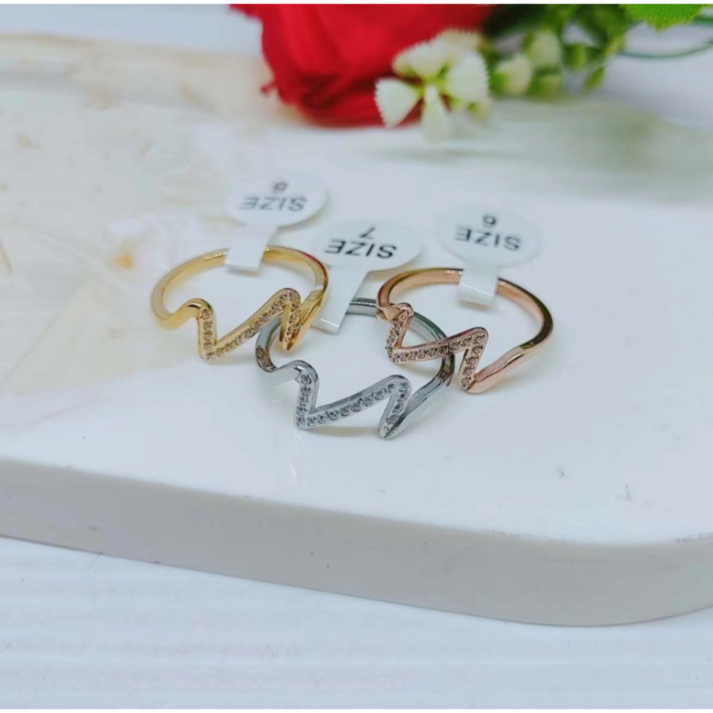 Cincin Titanium Anti Karat Permata Perhiasan Wanita R640