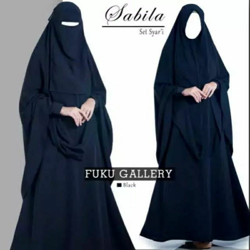 Gamis Syari Polos Set Jilbab Plus Cadar Gamis Polos Busui Sabila Syari