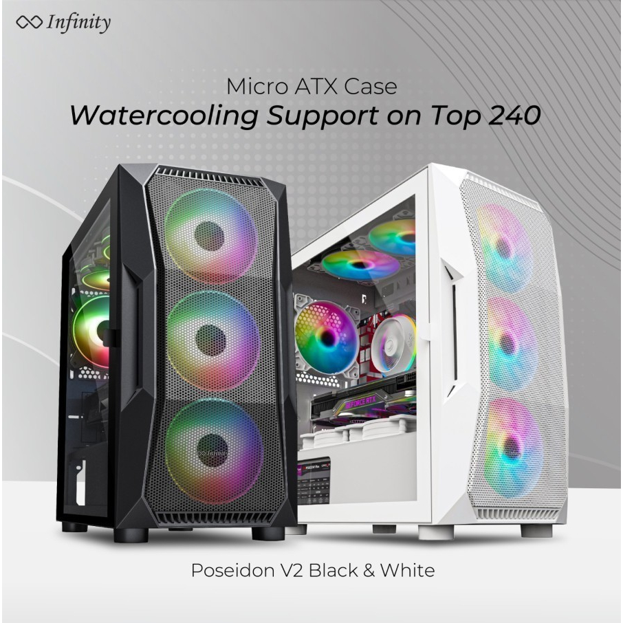 CASING INFINITY POSEIDON V2 MICRO ATX GAMING CASE - Hitam