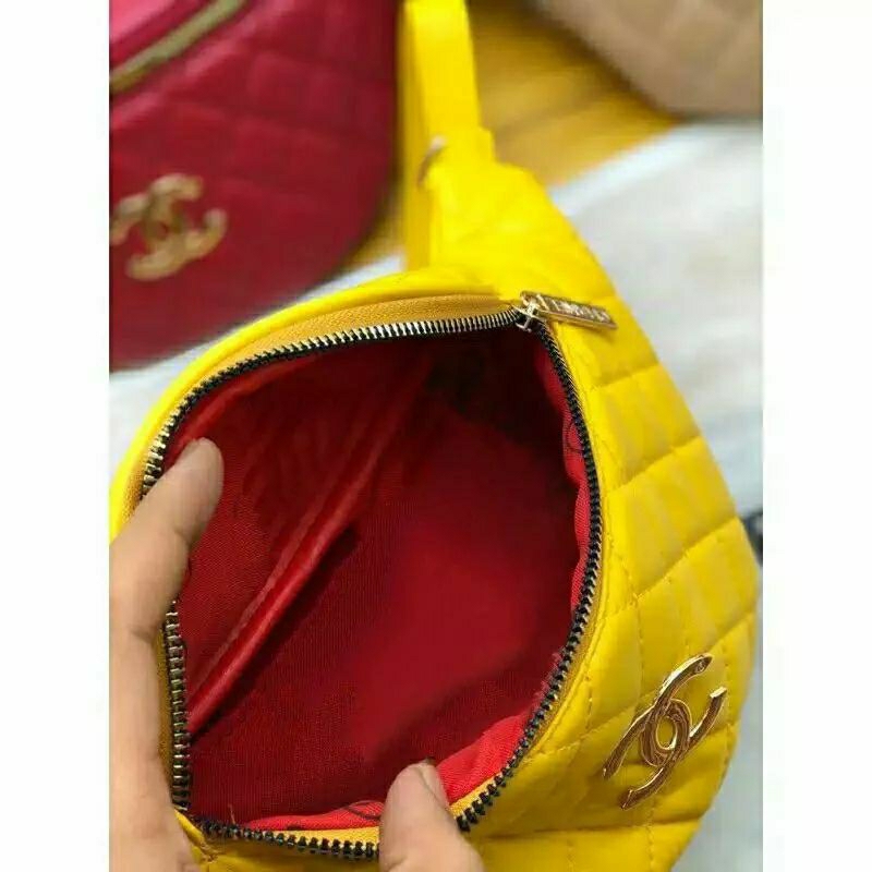 PREMIUM TAS PINGGANG WANITA , TAS IMPORT WANITA , TAS WANITA SERBAGUNA 2 RUANG DEPAN BELAKANG ,