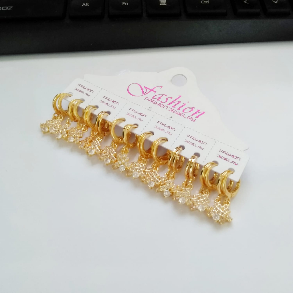 AV265 Grosir Anting Permata Dewasa Anting Klip Juntai Pendek