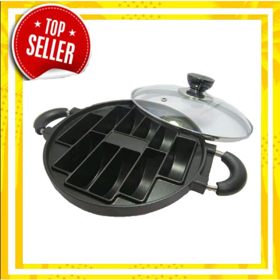 (TOPSELLER1) Cetakan Kue Pukis 10 Lubang Loyang Kue Pancong Bulat Aluminium Dengan Tutup Kaca - Pemb