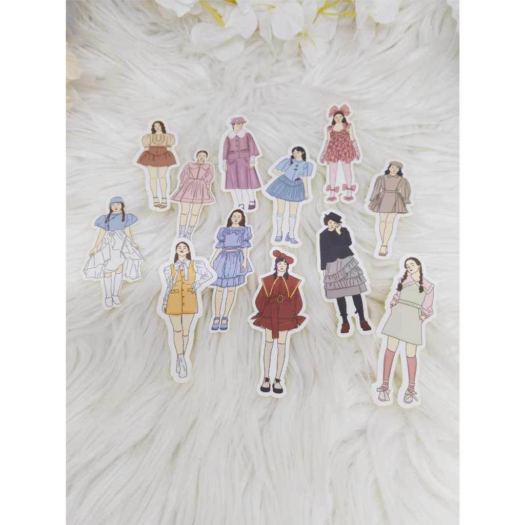 

ZIBA-A014 12pcs Die cut Stiker Fashion-Woman #3 untuk journal/scrapbook