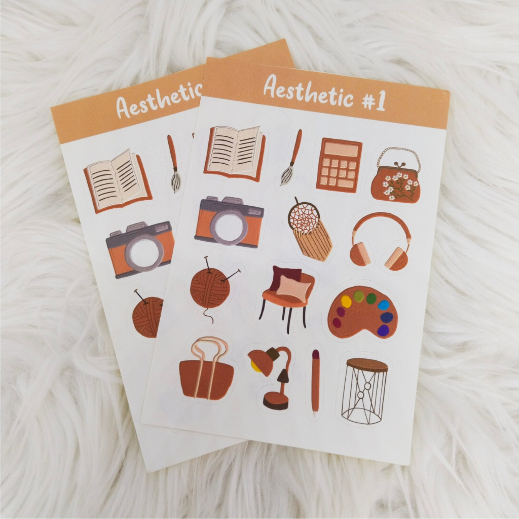 

ZIBA-C010 Sticker sheet mini Kiss cut sticker Aesthetic #1 untuk journal/scrapbook