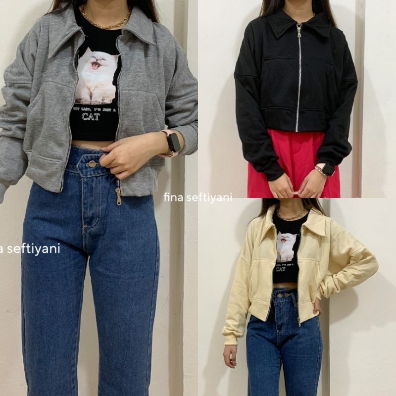 Youna swetear crop zipper