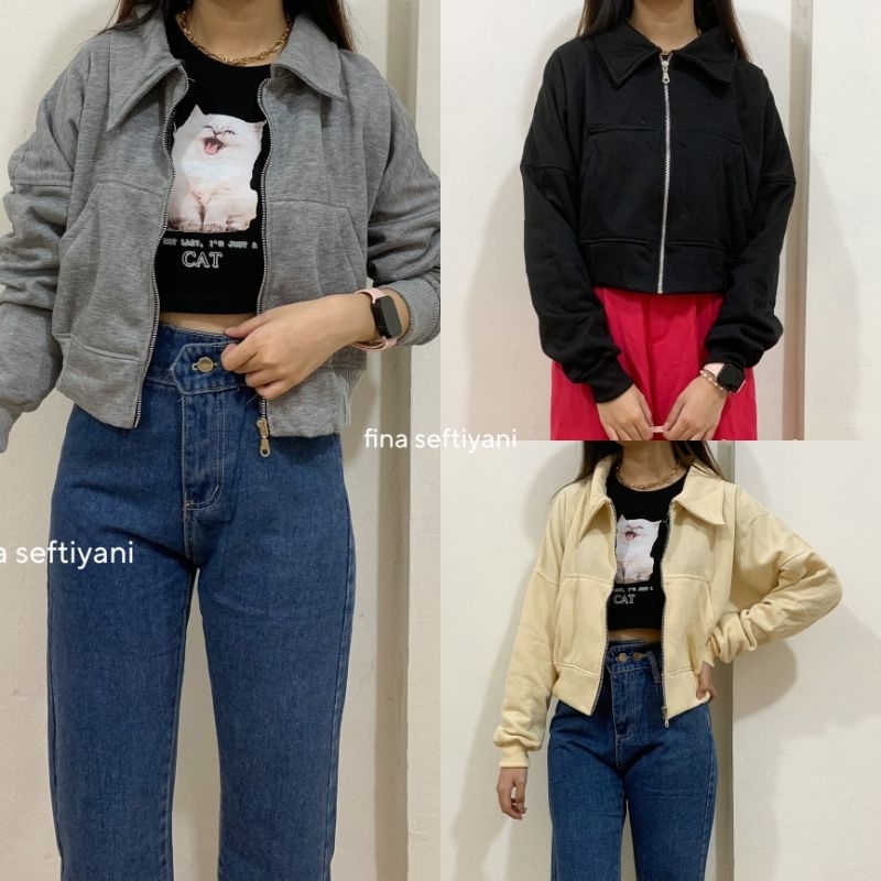 Youna swetear crop zipper