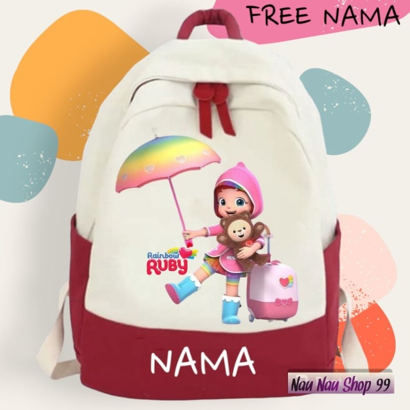 (FREE NAMA) TAS RANSEL ANAK RAINBOW RUBY