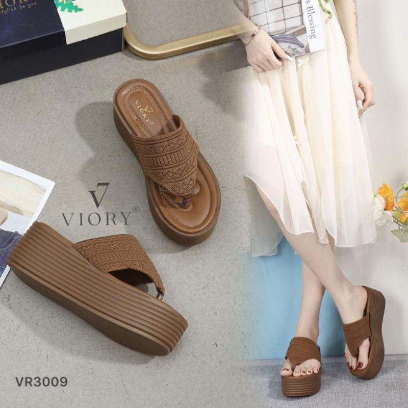 VIORY Wedges Sandals Jepit Shoes #VR3009 ORIGINAL