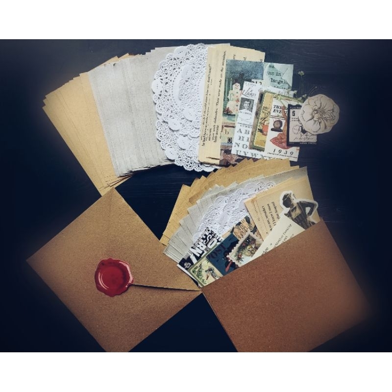 

Mini Journal Kit 52 pcs/Aesthetic/Dekorasi Scrapbook Vintage Style/Hiasan/Sticker/