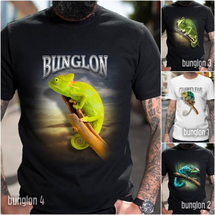 Kaos BUNGLON Reptil Chameleon Baju Tshirt Distro Gambar Bunglon Reptile Lover Mania Dewasa dan Anak