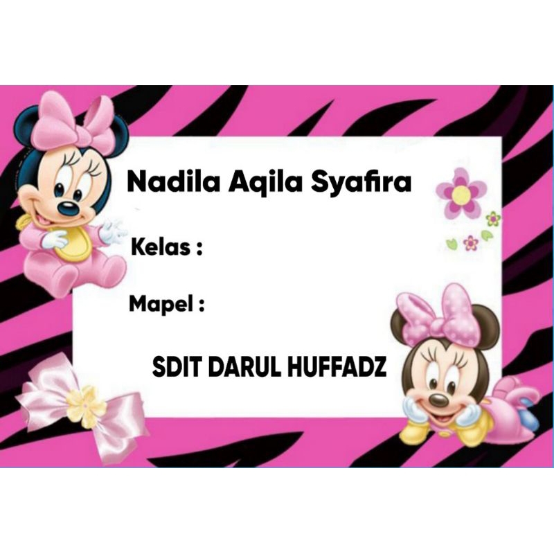 

(ISI 50 PCS) LABEL BUKU SEKOLAH MINIE MOUSE