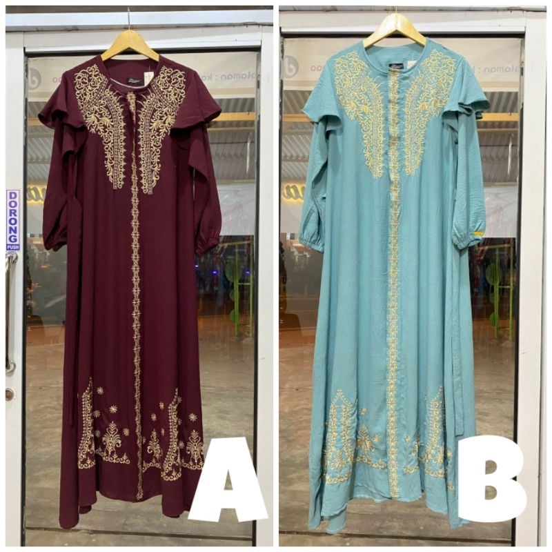 gamis crinkle bordir