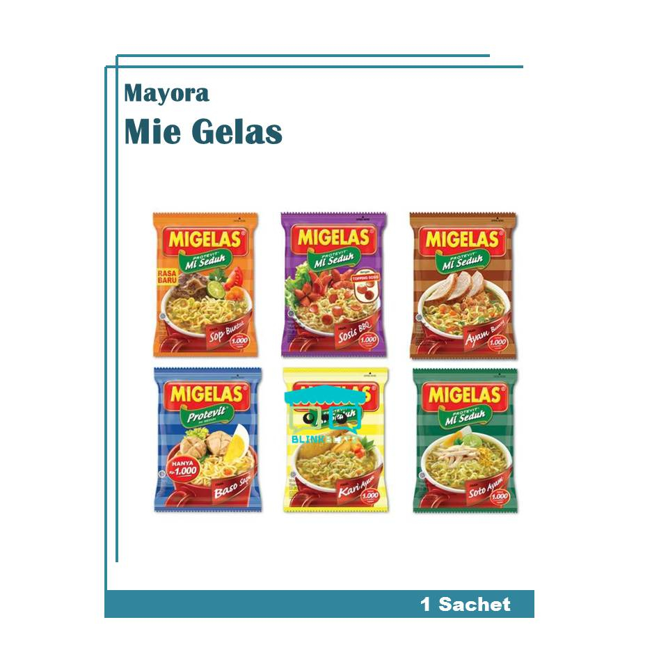 SACHET Migelas Protevit Mie MieGelas Instan Kuah Seduh Goreng All Varian Pasta