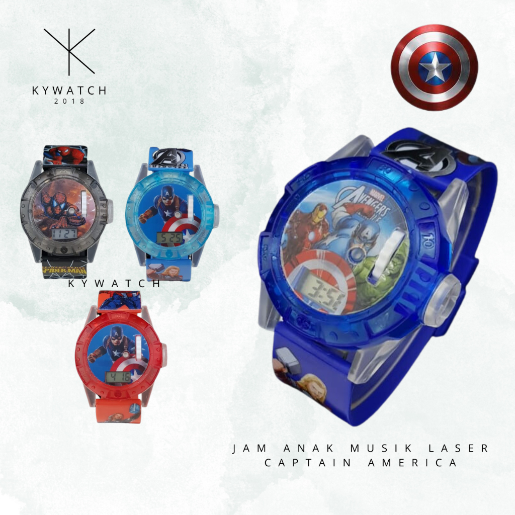 Jam anak lampu Laser Music Karakter cowok jam tangan anak musik laser