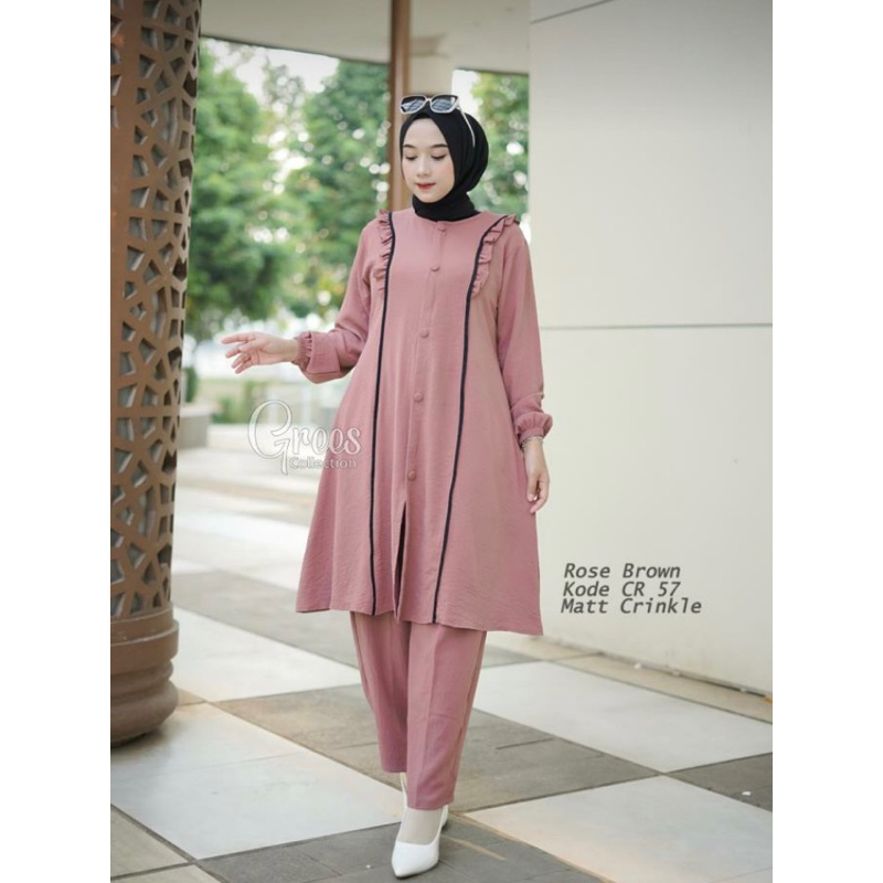 (COD)NEW SETELAN  TUNIK CRINKLE AIRFLOW WANITA TERBARU 2023||ONE SET CRINKEL AIRFLOW WANITA DEWASA T