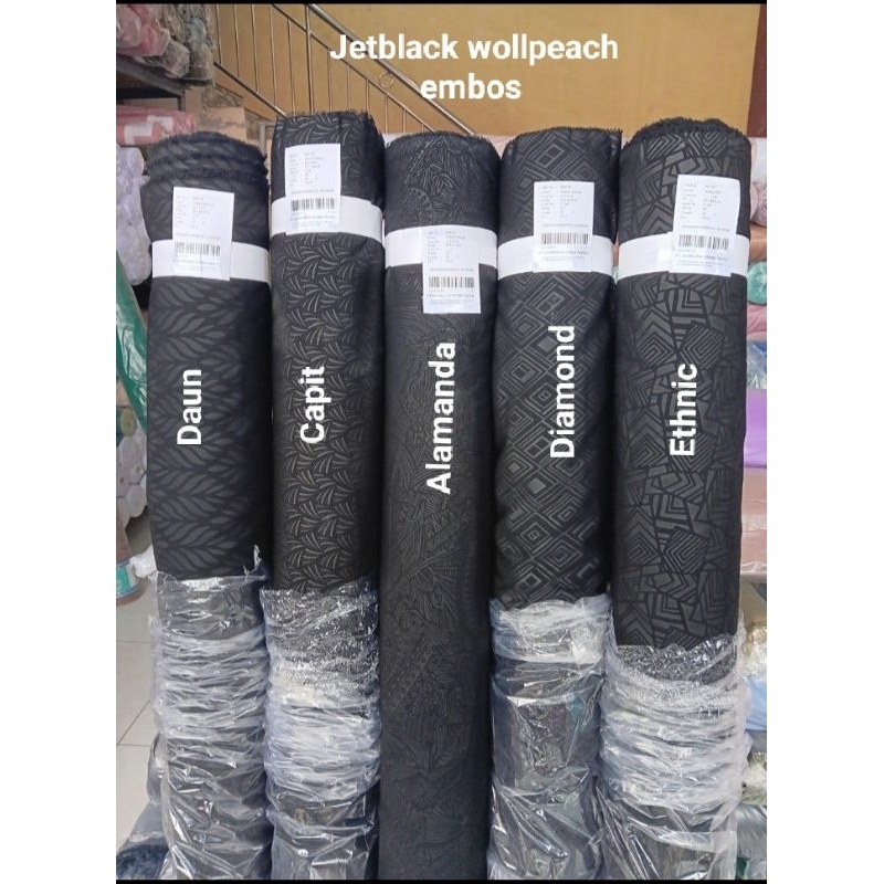Jetblack wollpeach embos leuwitex, kain bidang 150 cm