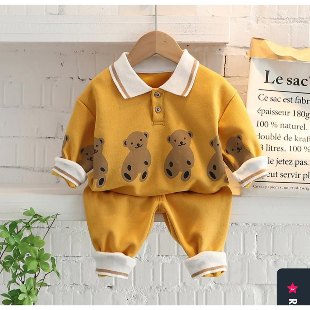 SETELAN SWEATER ANAK MOTIF KERAH BEAR 1-5 TAHUN TERBARU DAN TERLARIS