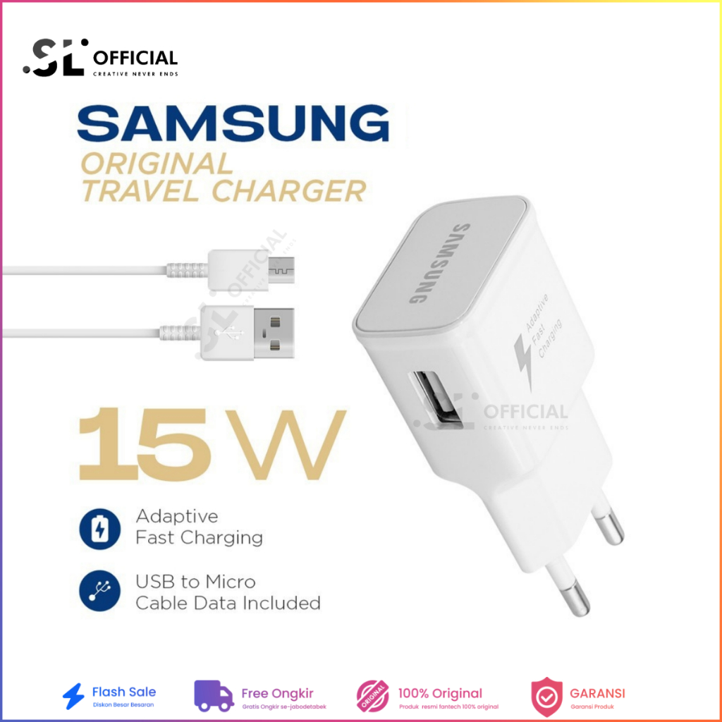 CHARGER SAMSUNG FAST CHARGING MICRO USB &amp; TYPE C ORIGINAL BERGARANSI