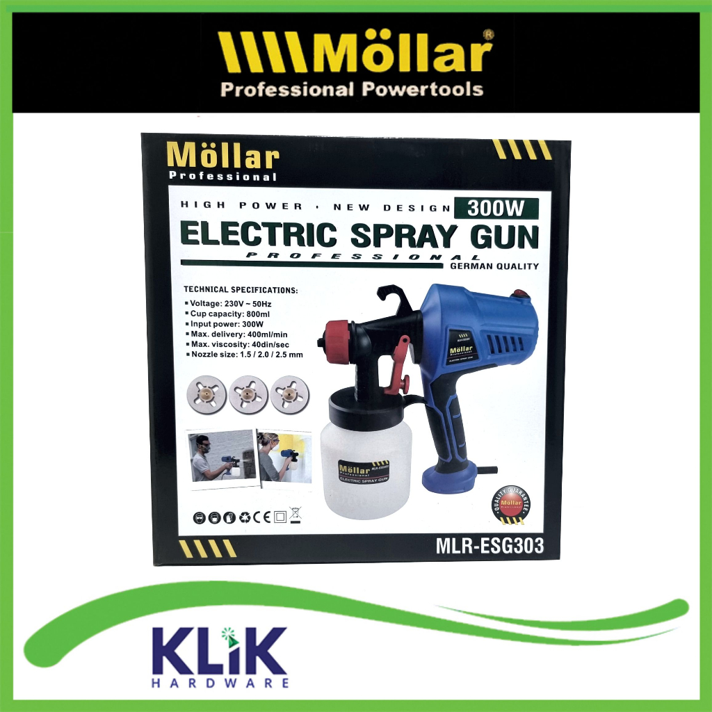 Mollar Spray Gun Elektrik ESG300 ESG303 - Alat Cat Semprot Listrik Paint Gun Electric ESG 300 303 Cat Minyak Thiner