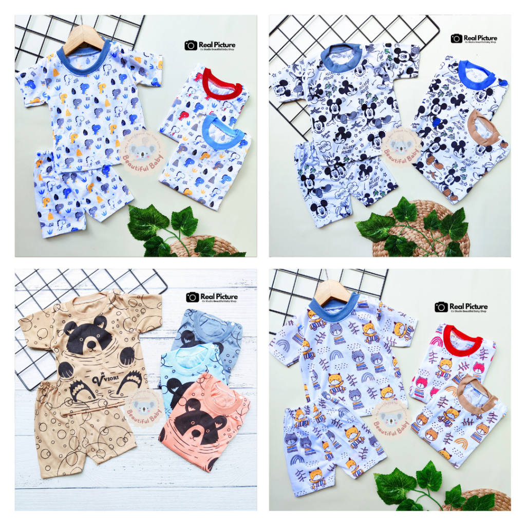 SUPER BUNDLING!! 7pcs Setelan Baju Bayi Usia 0-12 Bulan Untuk Laki-laki &amp; Perempuan / Baju Tidur Bayi Murah / Baju Harian Bayi