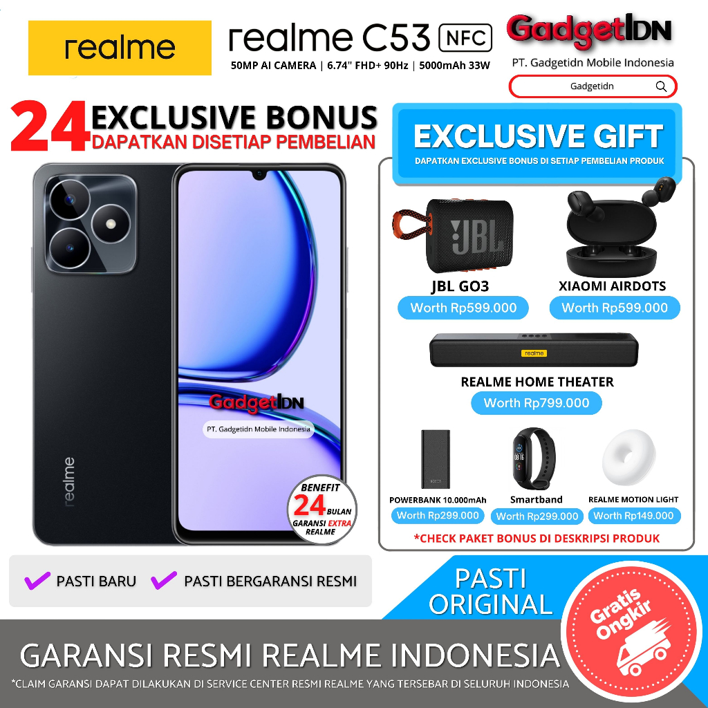 REALME C53 NFC 12/128GB (6GB + 6GB EXTENDED RAM) GARANSI RESMI REALME