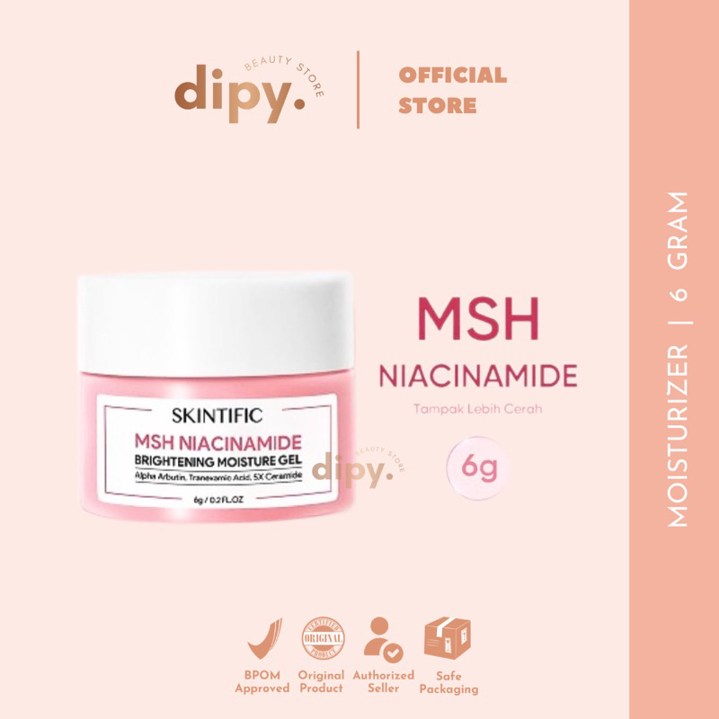 【Outlet Resmi】 SKINTIFIC - MSH Niacinamide Brightening and Moisture Gel Full Travel Size 30 gr 6 Gram Glowing Moisturizer Day &amp; Night Cream Mencerahkan Memutihkan Melembabkan Meratakan Warna Kulit Menghilangkan Flek Hitam Skin Barrier Viral BPOM