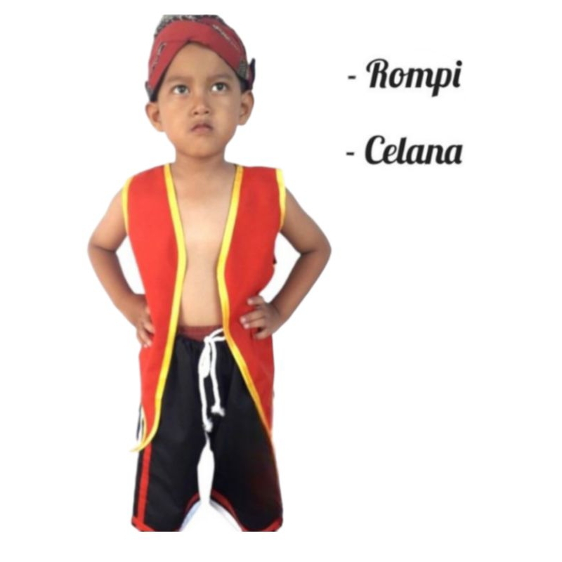 Set Bujang Ganong Anak ( Rompi + Celana )/Kostum Bujang Ganong/Baju Adat