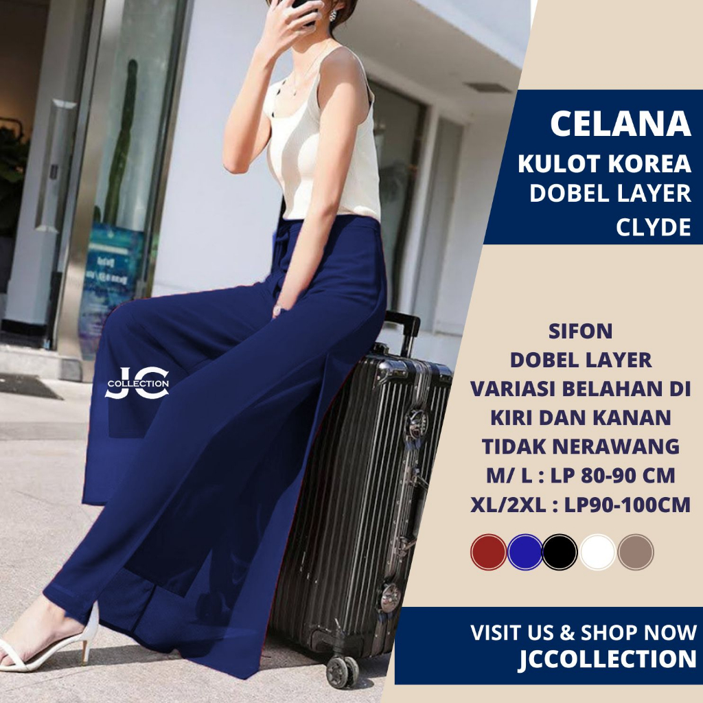 Celana Panjang Sifon wanita gaya korea wanita variasi tali Clyde  JCCollections