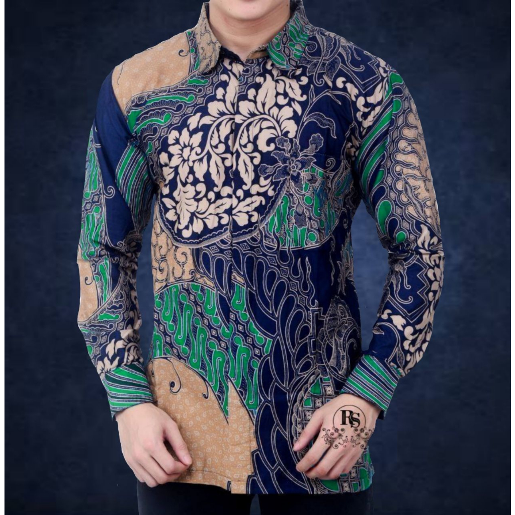 Batik Pria Lengan Panjang BATIK NAKULA HRB026 motif KERATONAN Kode 002 size M L XL XXL Reguler