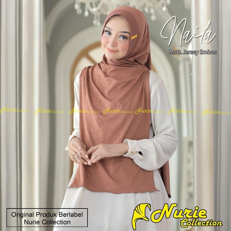 (Ori Nurie) NAILA •pashmina instan jersey embos•pashmina instan pet motif