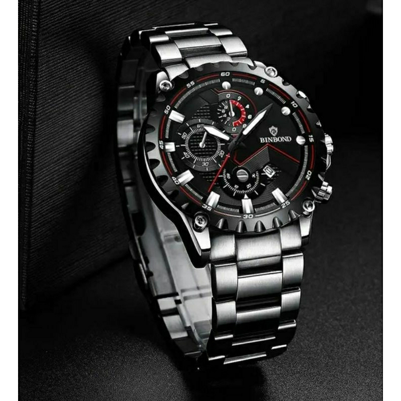 NEW SALE! Jam Tangan Bosindo All Stainliss Steel Pria Analog Kasual Tanggal Aktif