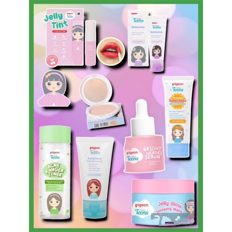 Pigeon Paket Lengkap Bedak Padat Anak Lip Jeli Satu Set Make Up Anak Remaja Perempuan Basic Skincare