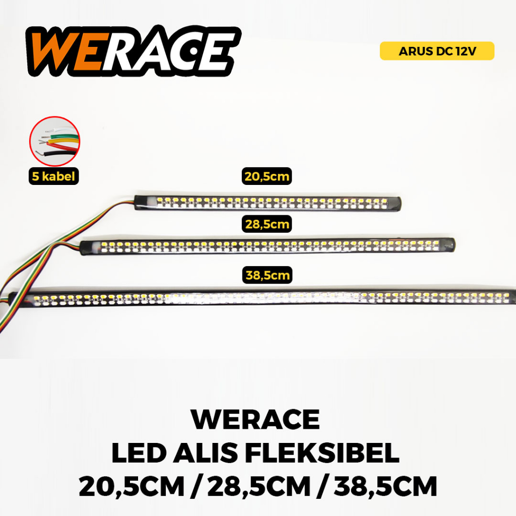 [WERACE] LED FLEKSIBEL REM+RITING COCOK BUAT MOTOR / MOBIL 5 KABEL REM FLASHING RITING RUNNING SUPERTERANG BERKUALITAS