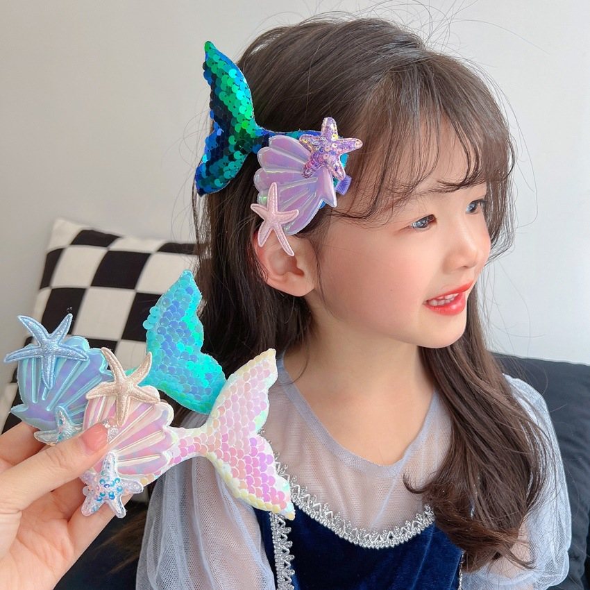 COD Jepit Rambut anak Mermaid glitter Korea Kartun jepitan rambut Lucu Hair Claw Anak Aksesoris Rambut
