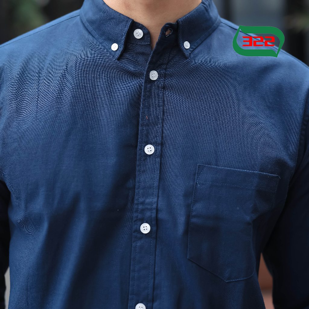 KEMEJA PRIA LENGAN PANJANG POLOS WARNA NAVY BLUE BAHAN OXFORD UKURAN S-XL ORGINAL