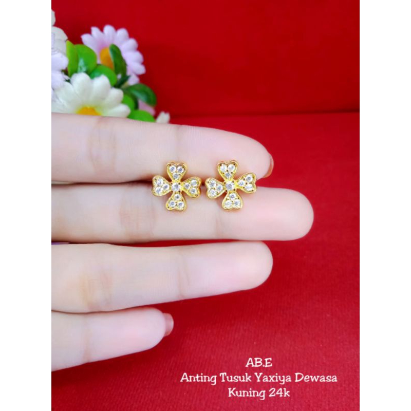 anting tusuk mata kincir lapis emas 24k